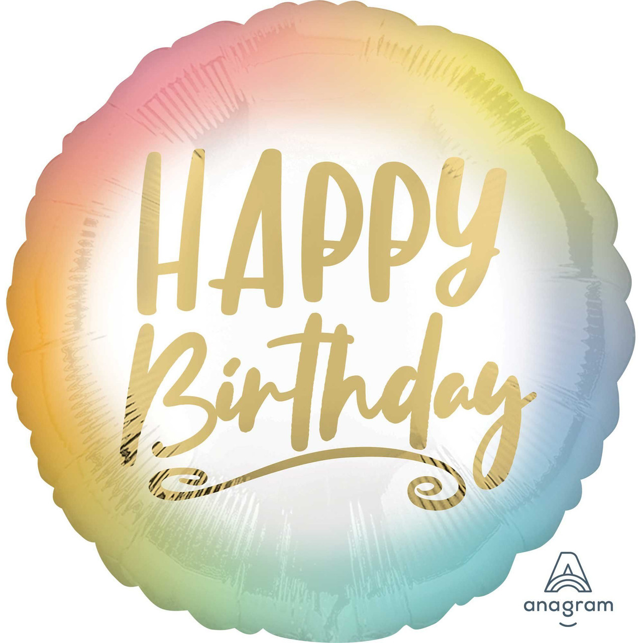 Balloon Foil 43cm Inflated Happy Birthday Ombre & Gold - All Party Supplies