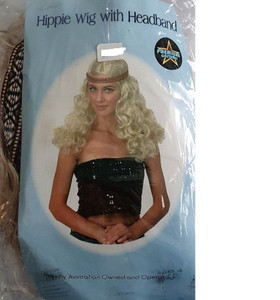 Wig Hippie Blonde Curly Headba