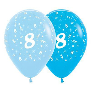 Balloon 30cm 8 Blue Birthday 6pk