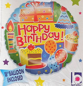 Balloon Foil 46cm Happy Birthday Cake Hats Presents Balloon Foil 46cm Happy Birthday Cake Hats Presents