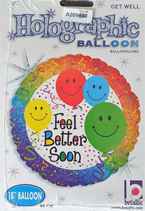 Balloon Foil 46cm Feel Better Soon Smile Holographic Balloon Foil 46cm Feel Better Soon Smile Holographic
