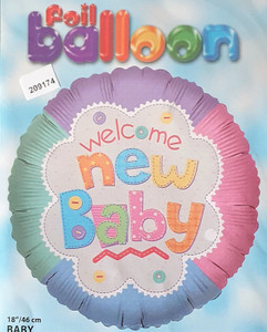 Balloon Foil 46cm Welcome New Baby Pastel Colour Balloon Foil 46cm Welcome New Baby Pastel Colour