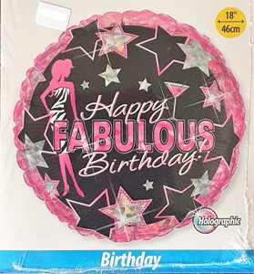 Balloon Foil 46cm Happy Fabulous Birthday Pink & Black Balloon Foil 46cm Happy Fabulous Birthday Pink & Black