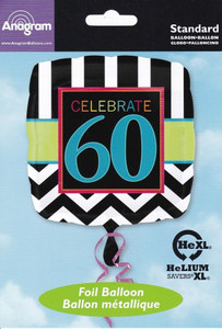 Balloon Foil 43cm 60 Celebrate Chevron Square