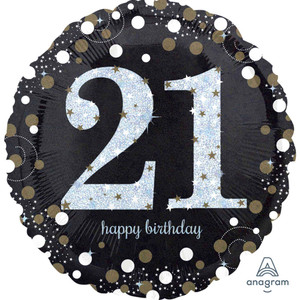 Balloon Foil 45cm 21 Happy Birthday Celebration Holographic Balloon Foil 45cm 21 Happy Birthday Celebration Holographic