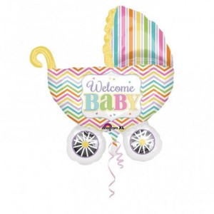 Balloon Foil 78cm Supershape Welcome Baby Large Pram Balloon Foil 78cm Supershape Welcome Baby Large Pram
