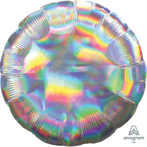 Balloon Foil 45cm Shape Iridescent Silver Holographic Round Balloon Foil 45cm Shape Iridescent Silver Holographic Round