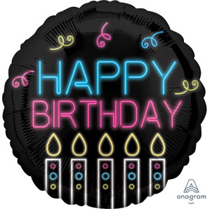 Balloon Foil 43cm Happy Birthday Neon Balloon Foil 43cm Happy Birthday Neon