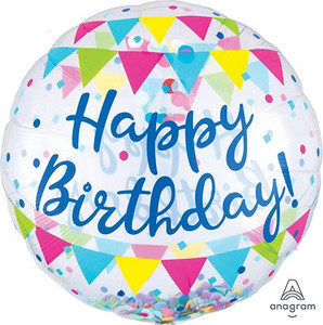 Balloon Clear 71cm Orbz Happy Birthday With Confetti Balloon Clear 71cm Orbz Happy Birthday With Confetti