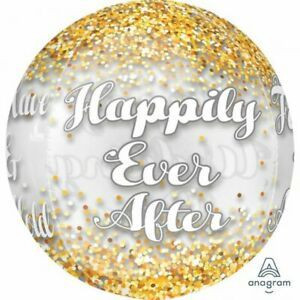 Balloon Clear 38cm Orbz Happily Ever After Wedding