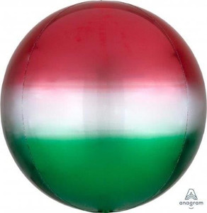Balloon Foil 38cm Orbz Ombre Red, White & Green Balloon Foil 38cm Orbz Ombre Red, White & Green