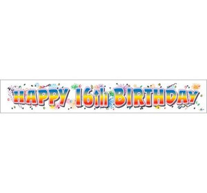 Banner 16th Laminated Birthday