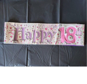 Banner Happy 18th Birthday Pink & Purple