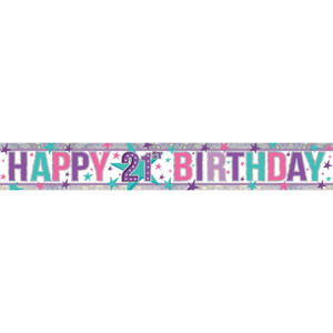 Banner 21st Birthday Foil Girl