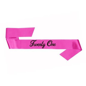 Sash 21st Birthday Fabric Pink & Black Sash 21st Birthday Fabric Pink & Black