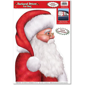 Backseat Driver Santa Window Cling