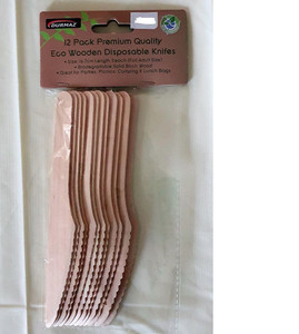 Cutlery Knife Eco Wooden 12pk