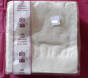 Napkin Dinner Cream 2ply 100pk