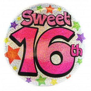 Badge 16th Sweet Large Pink 150mm
