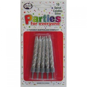 Candle Spiral Silver 10pk