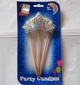 Candle 16 Star Pick Rainbow