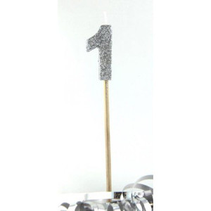 Candle 1 Silver Glitter Candle 1 Silver Glitter