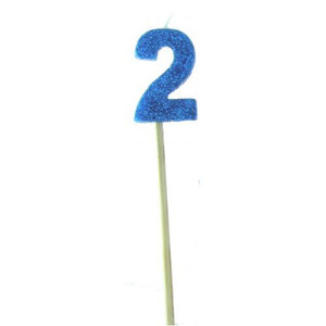 Candle 2 Blue Glitter Candle 2 Blue Glitter