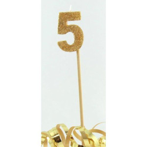 Candle 5 Gold Glitter