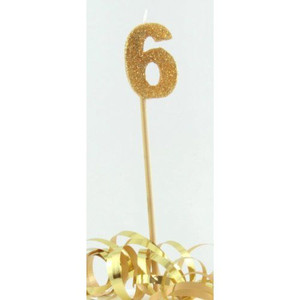 Candle 6 Gold Glitter