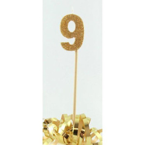 Candle 9 Gold Glitter