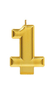 Candle 1 Gold Metallic Moulded 8cm