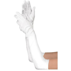 Glove Adult White Satin 21"