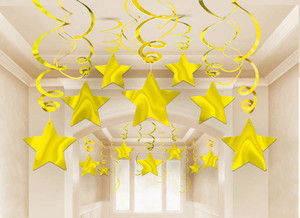 Swirl Star Gold Hanging 30pk