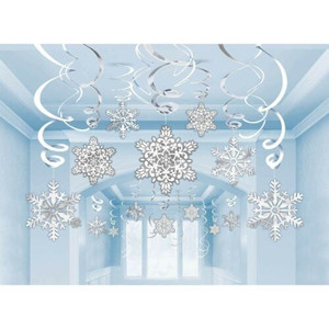 Swirl Snowflake Hanging 30pk
