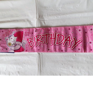 Banner 1st Birthday Girl Plast