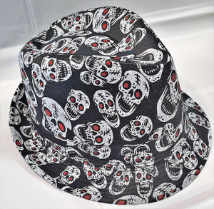 Hat Fedora Day Of The Dead Black & White Hat Fedora Day Of The Dead Black & White
