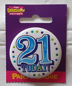 Badge 21 Today Small White Blue 55mm