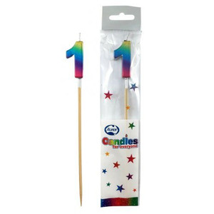 Candle 1 Rainbow Metallic Long Stick Candle 1 Rainbow Metallic Long Stick