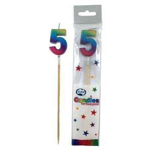 Candle 5 Rainbow Metallic Long