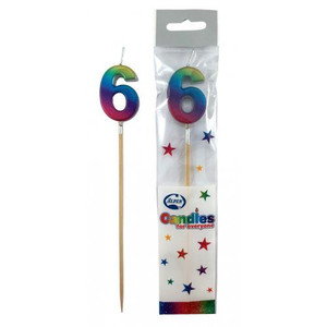 Candle 6 Rainbow Metallic Long