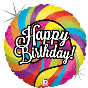 Balloon Foil 46cm Happy Birthday Lollipop Holographic Balloon Foil 46cm Happy Birthday Lollipop Holographic