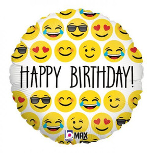 Balloon Foil 46cm Happy Birthday Emoji Balloon Foil 46cm Happy Birthday Emoji