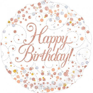 Balloon Foil 46cm Happy Birthday Sparkling Fizz Rose Gold Balloon Foil 46cm Happy Birthday Sparkling Fizz Rose Gold