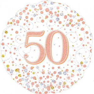 Balloon Foil 46cm 50 Birthday Sparkling Rose Gold