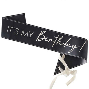 Sash It's My Birthday Champagne Noir 155cm Sash It's My Birthday Champagne Noir 155cm