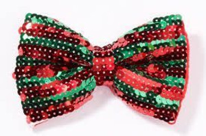 Bow Tie Sequin Red & Green Stripe