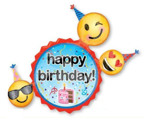 Balloon Foil 91cm Happy Birthday Emoji Super Shape Balloon Foil 91cm Happy Birthday Emoji Super Shape