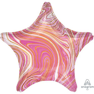 Balloon Foil 48cm Shape Marblez Pink Star