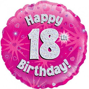 Balloon Foil 45cm 18 Happy Birthday Pink Holographic Balloon Foil 45cm 18 Happy Birthday Pink Holographic