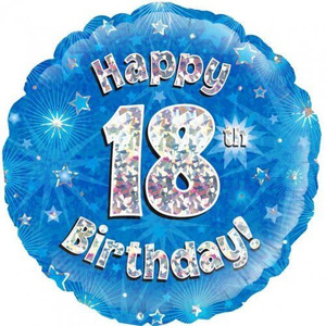 Balloon Foil 45cm 18 Inflated Happy BirthdayBlue Holographic Balloon Foil 45cm 18 Inflated Happy BirthdayBlue Holographic
